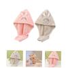 IWOWHERO 2pcs Cartoon Hair Drying Wrap Towel Hat Soft Absorbent Turban for Boys and Girls Adults Quick Drying Coral Fleece Bath Hair Wrap Pink Camel for Daily Use Travel Spa view 4