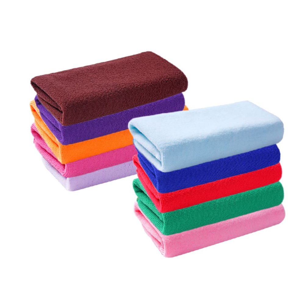 GARVALON 10pcs Microfiber Washcloths Fast-Drying Soft Hand Towels for Home and Barber Shop Use Highly Absorbent and Fade-Resistant Cleaning Cloths
