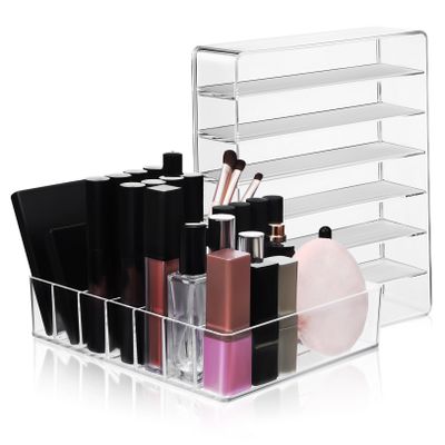 Alipis 2pcs Acrylic Makeup Storage Case Compartment Palette Holder Eyeshadow Organizer Organizers Vanity