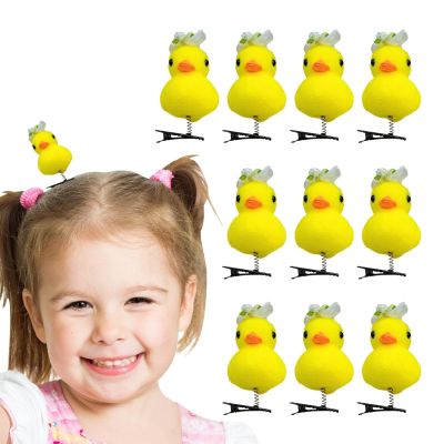 10Pcs Duck Hair Clips - Yellow Duck Hairpin Cartoon Animal Clips | Yellow Duck Hairpin | Plush Hair Clips Duck Hair Pins | Yellow Duck Design Plush Hairpin Collection for Kids, Women, Girls