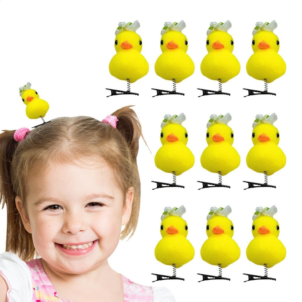 10Pcs Duck Hair Clips - Yellow Duck Hairpin Cartoon Animal Clips | Yellow Duck Hairpin | Plush Hair Clips Duck Hair Pins | Yellow Duck Design Plush Hairpin Collection for Kids, Women, Girls