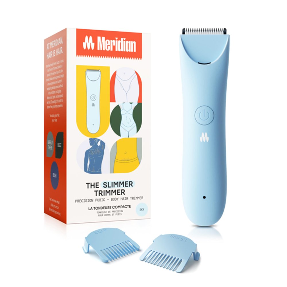 MERIDIAN Slimmer Trimmer  Electric Bikini Line & Pubic Hair Trimmer for Women, Body Hair Groomer for Intimate Areas, Legs & Underarms, Waterproof & Rechargeable, Sky