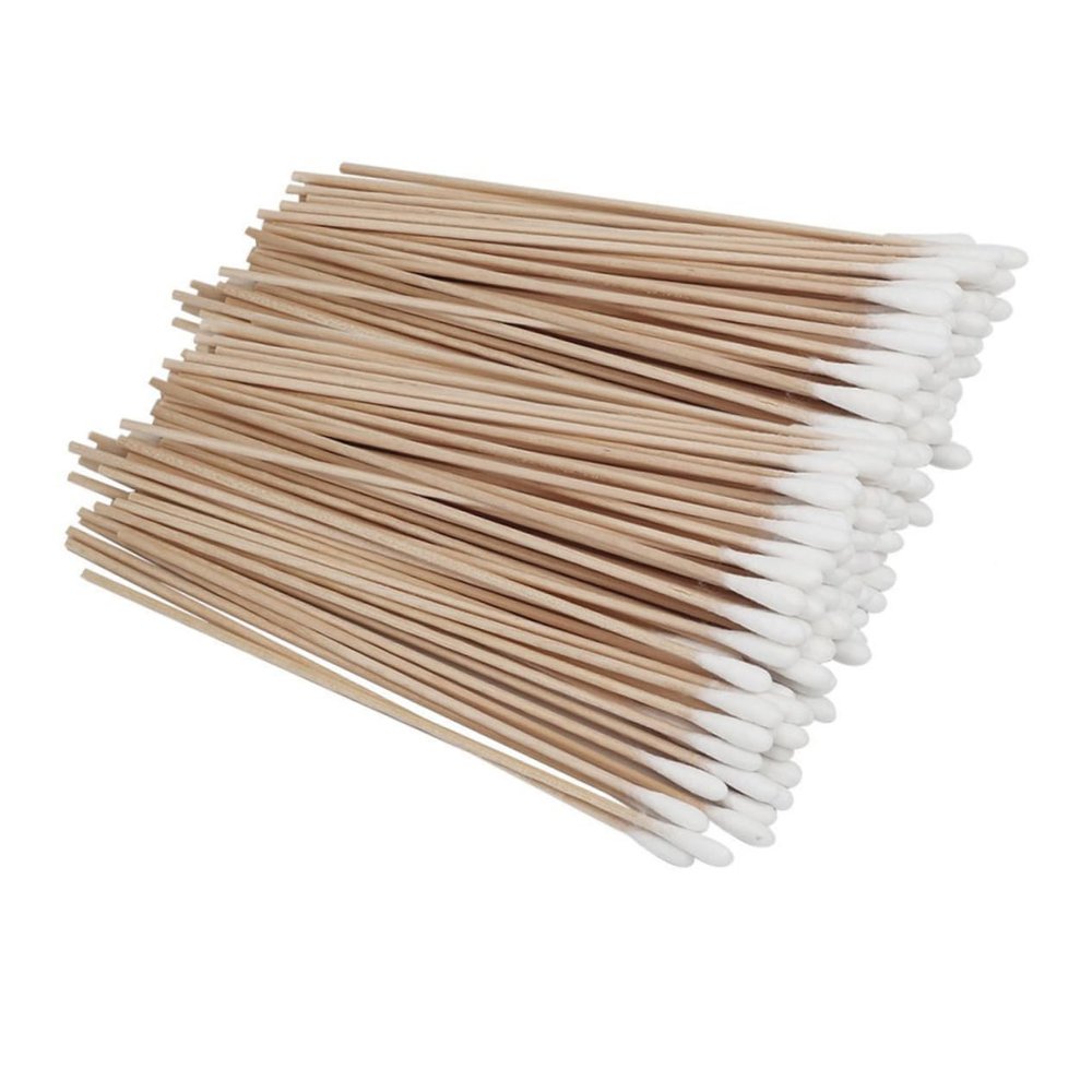 SOESFOUFU 500pcs Long Handle Cotton Swabs with Wooden Sticks Single Head Cotton Sticks for Cleaning Makeup and Precision Tasks Durable Safe and Handy for Home and Store Use