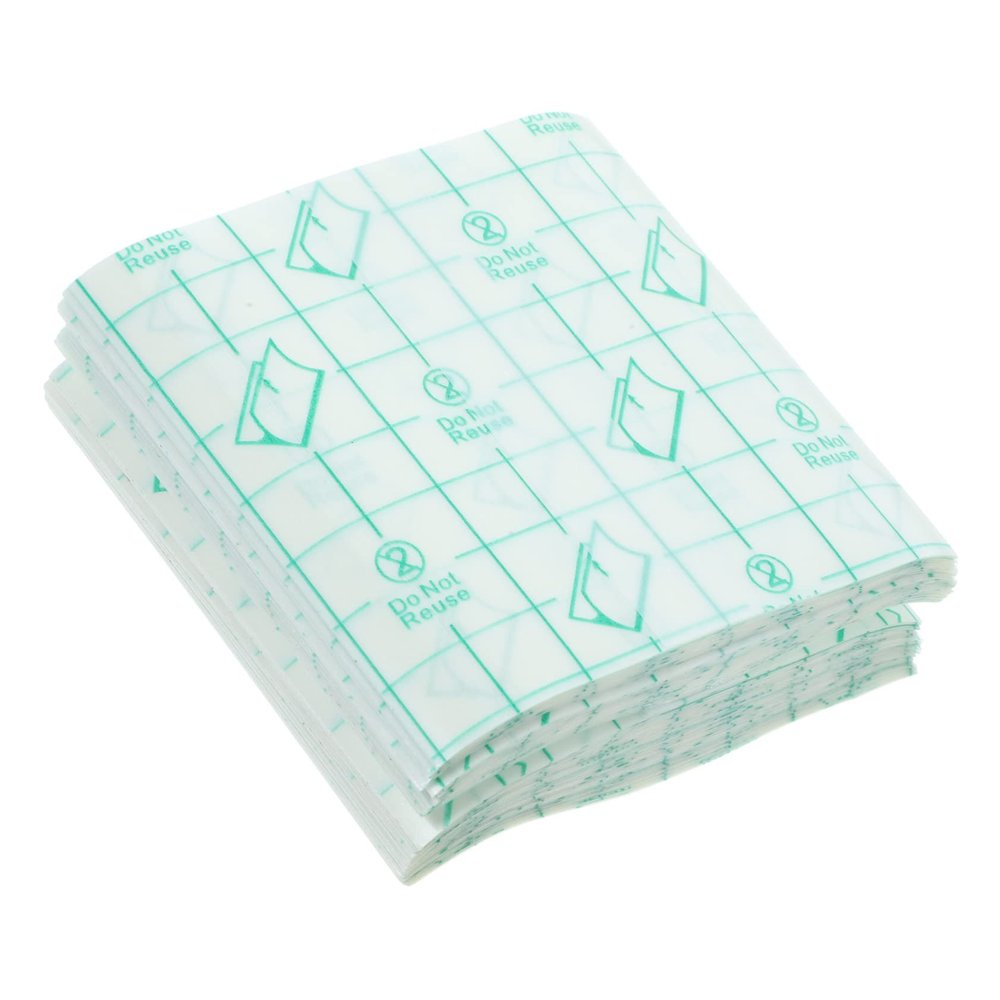 IWOWHERO 100pcs Disposable Hand Makeup Palette Pu Film Color Mixing Plates for Foundation Lipstick and Pigments Convenient for Makeup Artists and Cosmetic Use