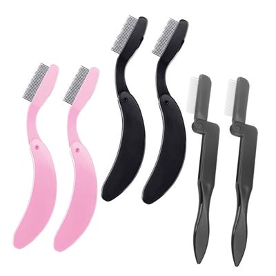 FOMIYES 6pcs Folding Stainless Steel Brow Brush Eyebrow Shaper for Women Brows Makeup Tool