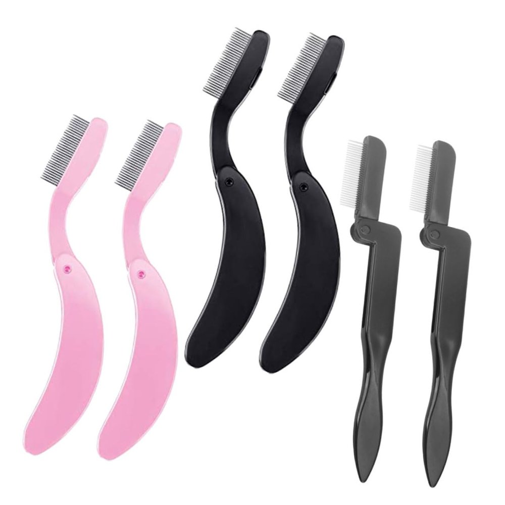 FOMIYES 6pcs Folding Stainless Steel Brow Brush Eyebrow Shaper for Women Brows Makeup Tool