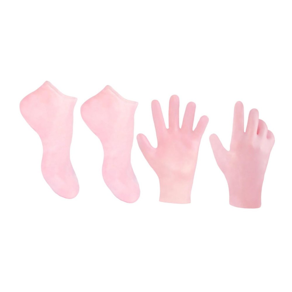 FRCOLOR 1set Moisturizing Foot Socks Set Exfoliating Gloves Callus Remover for Dry Gloves Hand Foot Care Pink