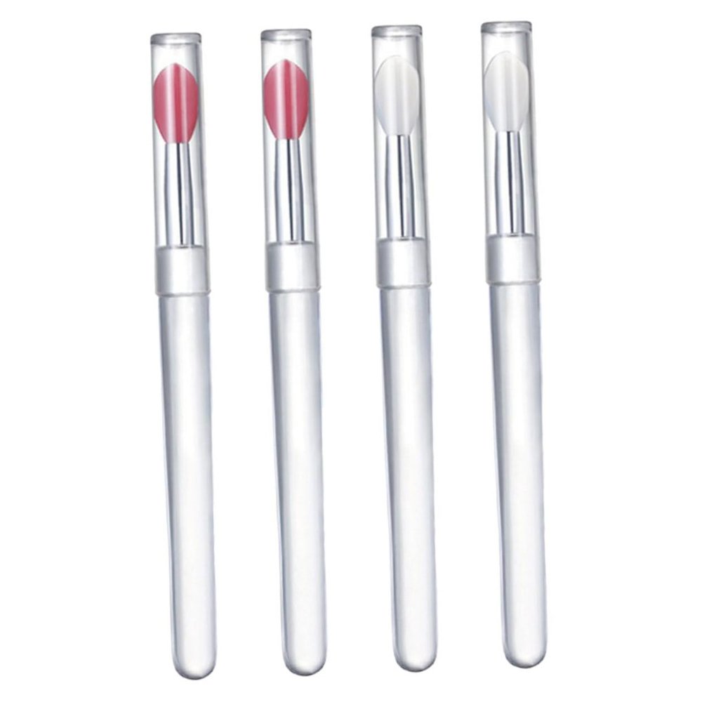 minkissy 4pcs Lipstick Applicator Wands Silicone Lip Brush Makeup Brushes for Lipstick Lip Mask Eyeshadow Makeup Tool
