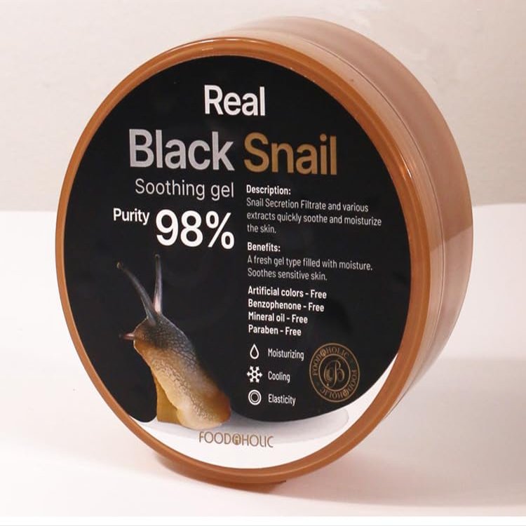 3W Clinic Foodaholic Real Black Snail Soothing Gel, 98% Purity, 10.14 fl oz, Moisturizing and Cooling/Korea-Beauty/Korea Made