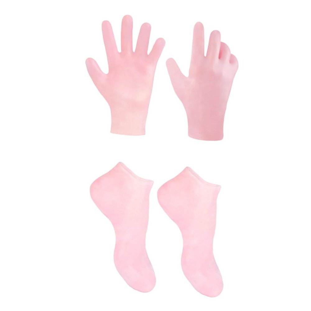 Beatifufu Moisturizing Foot Socks Exfoliating Gloves Dead Skin Remover for Body Foot Care Socks Set Pink