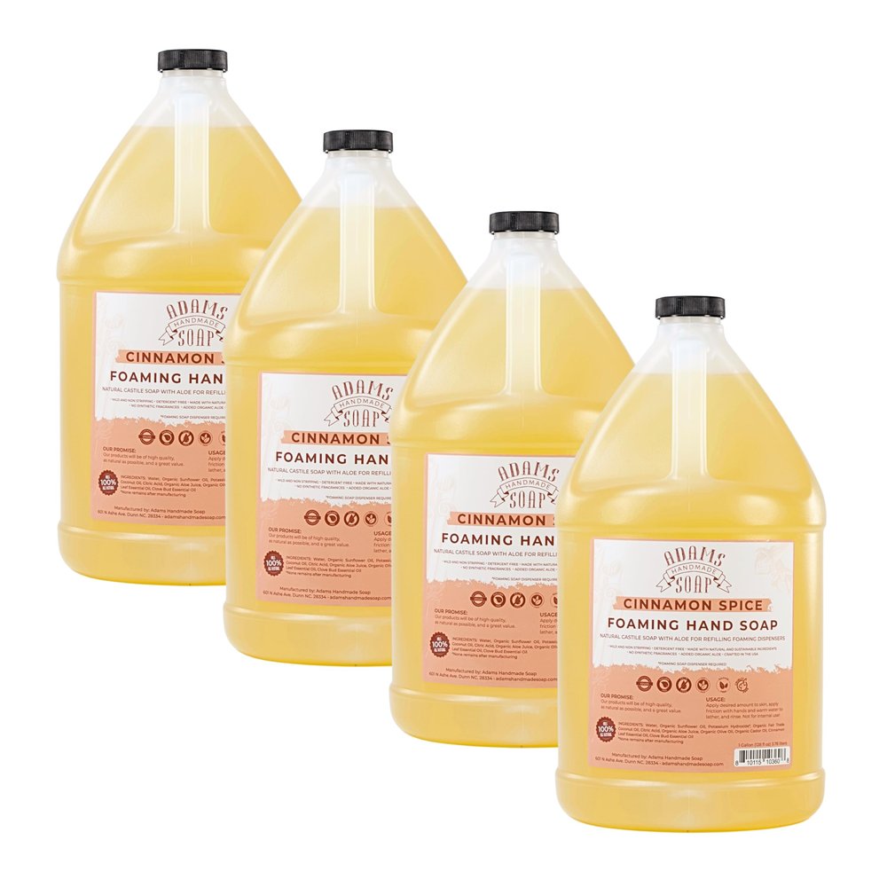Adams Handmade Soap Liquid Foaming Soap 1 Gal - Cinnamon Spice (Pack of 4)