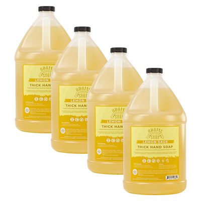 Adams Handmade Soap Thick Organic Castile Liquid Hand Soap 1 Gallon Refill - Lemon Sage (Pack of 4)