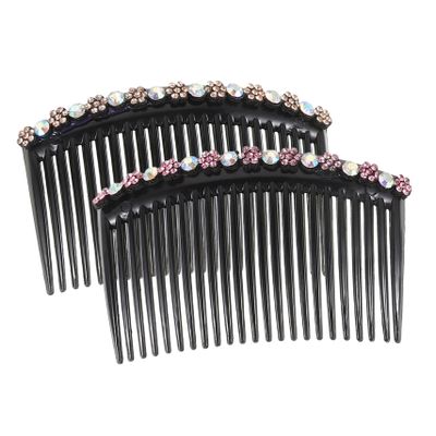Baluue 2pcs Rhinestone Side Hair Combs Non-slip Bangs Clips for Women and Girls Elegant Hair Styling Accessories Random Styles for Various Occasions