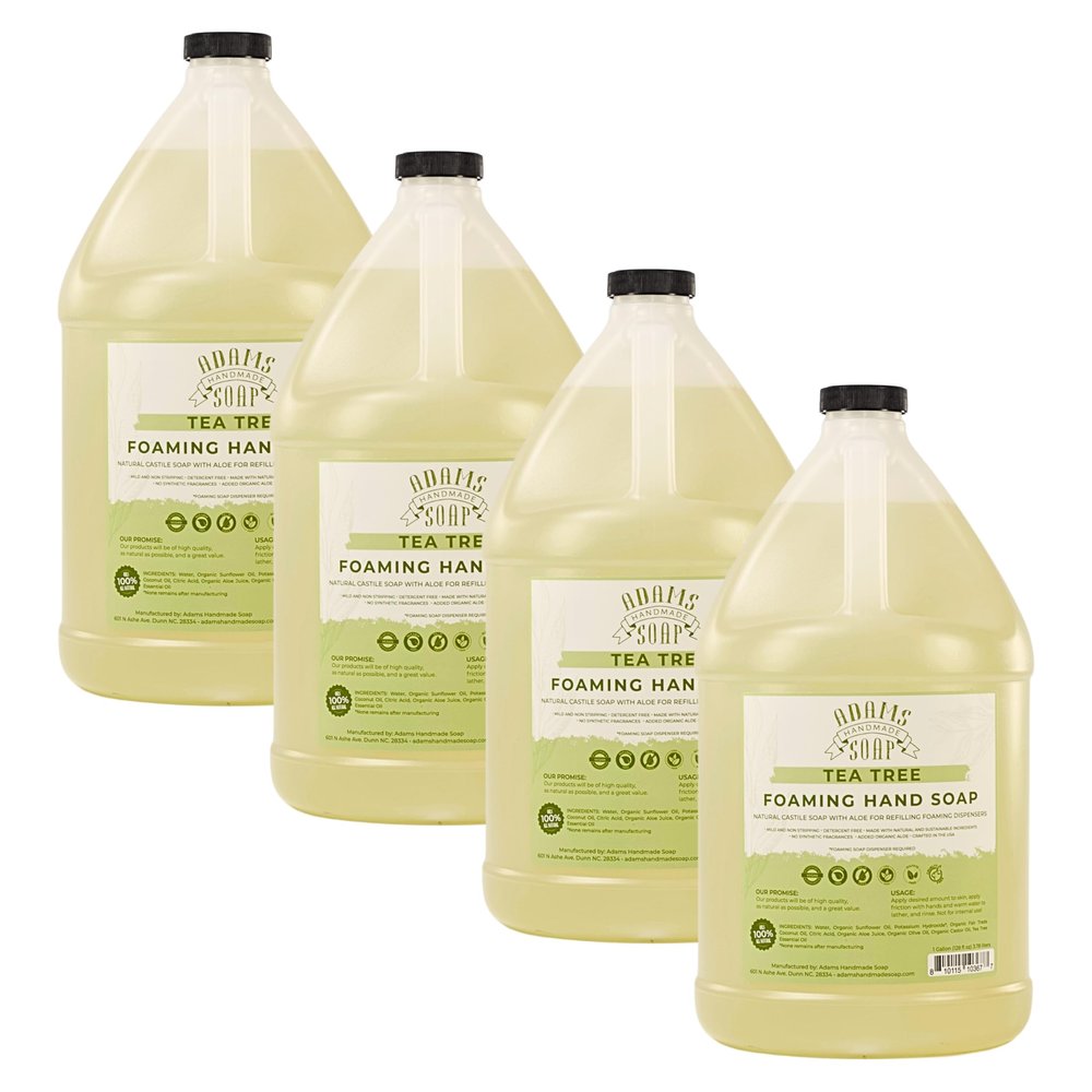 Adams Handmade Soap Liquid Foaming Soap 1 Gal - Tea Tree (Pack of 4)
