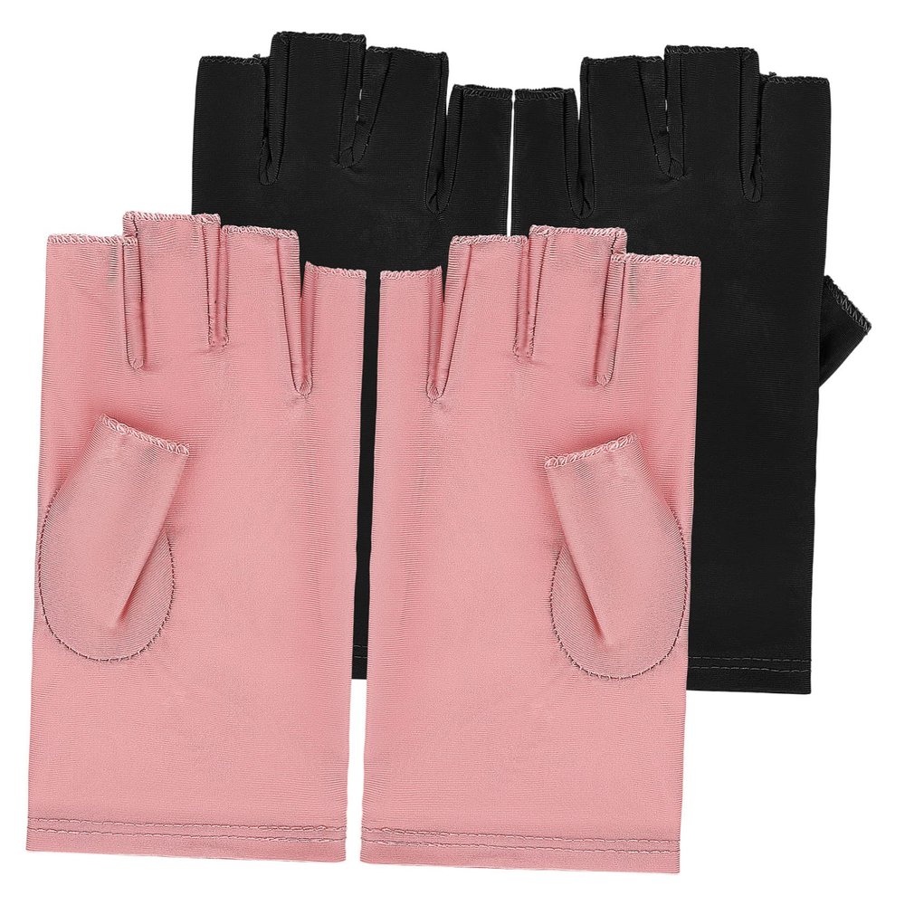 Ipetboom 2pairs Fingerless Uv Protection Gloves for Nail Manicure Comfortable Uv Gloves for Gel Nail Lamp Use for Art and More