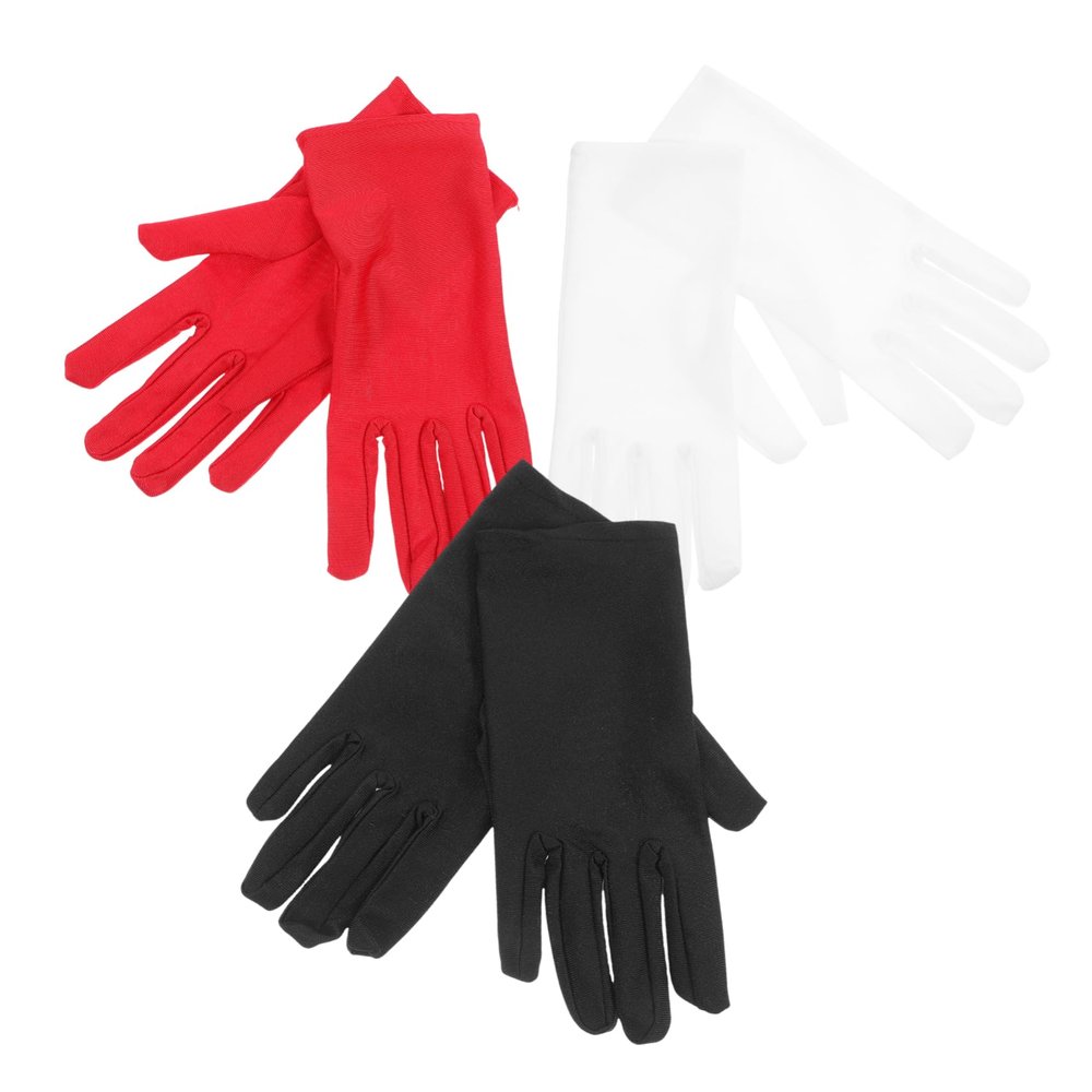 Angoily 3pairs Black Elastic Spandex Jewelry Inspection Gloves Stretchy Etiquette Gloves for Work Winter Grip