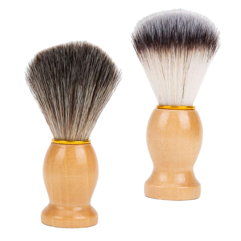 FRCOLOR 2pcs Professional Barber Shaving Brush Nylon Foaming Neck Duster Facial Cleansing Brush for Men and Salon Use
