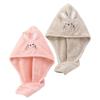 Baluue 2pcs Soft Coral Fleece Hair Drying Wrap Towel Buckle Quick Drying Hair Cap for Boys and Girls Cute Design Lightweight for Travel and Daily Use view 1