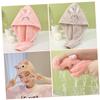 Baluue 2pcs Soft Coral Fleece Hair Drying Wrap Towel Buckle Quick Drying Hair Cap for Boys and Girls Cute Design Lightweight for Travel and Daily Use view 4