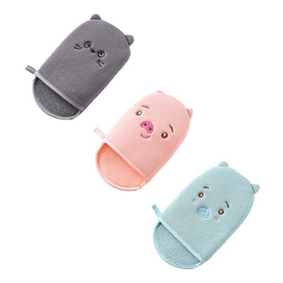 Baluue 3pcs Bath Gloves for Boys and Girls Exfoliating Shower Mitts for Gentle Scrubbing Safe and Comfortable Bathing Towels Gray and for Back Arm and Leg Cleansing