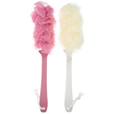 GARVALON 2pcs Handle Bath Brush Exfoliating Shower Scrubber for Back Cleaning Gentle Body Scrubber Off Daily Use and Relaxation
