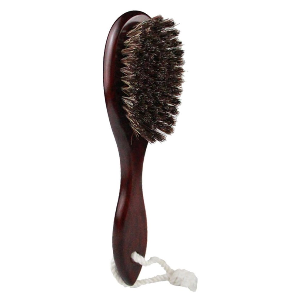 Baluue Dense Wool Beard Brush Curved Handle for Men for Shower and Beard Care Dark Red Multi-purpose Cleaning Tool for Boys and Girls and Adults