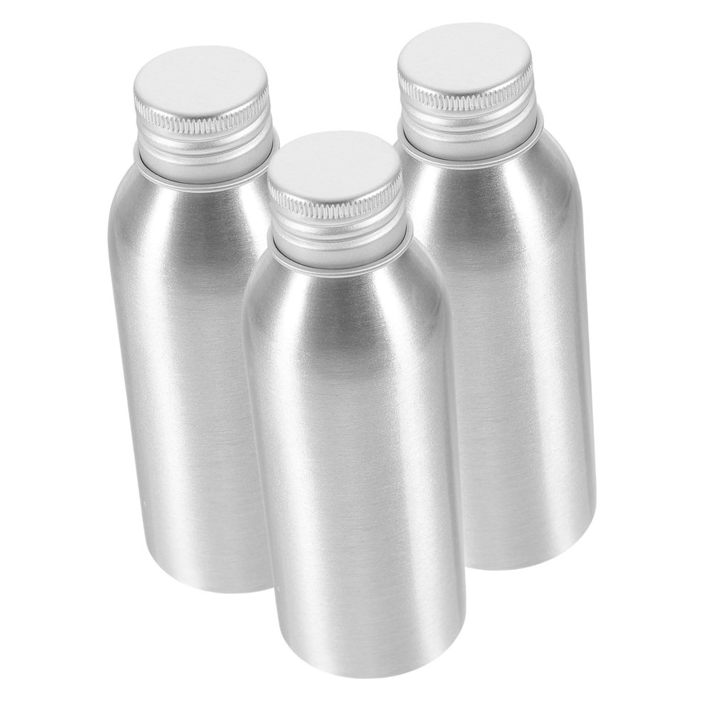 NULYLU Aluminum Bottle Set (3pcs) Shampoo Bottle Liquid Dispenser Refillable Perfume Containers Screw Lids