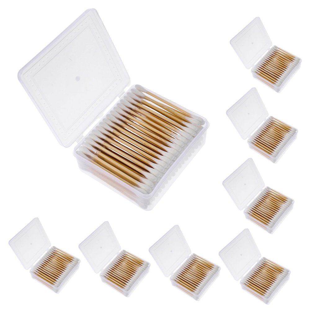HONMEET 1200pcs Long Cotton Buds Disposable Makeup Cleaning Swabs for Face Eyelash Care Double-ended Cotton Swabs for Personal Salon Use