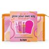 b.tan Clear Self Tanning Gel Travel Size Kit | Glow Your Own Way Gift Set - Includes Mini Dark Fake Tanner Mousse, Gradual Bronzing Face Mist, Express Transfer Free Tan Gel, & Applicator Mitt view 1
