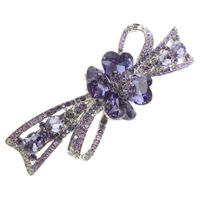 Baluue Crystal Rhinestone Hair Barrette Clip for Women French Automatic Hairpin Elegant Headdress for Parties and Daily Wear Suitable for Hair Types