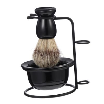 Didiseaon Professional Male Beard Kit Wear-resistant Shaving Brush Durable Shaving Bowl and Stand for Convenient Grooming Home Shop Use