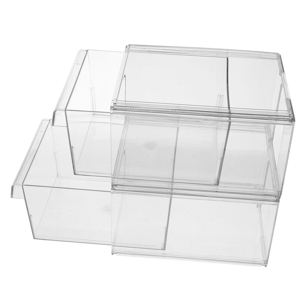 ABOOFAN 2pcs Transparent Acrylic Makeup Organizer with Drawer Storage Stackable for Bathroom and Vanity Organization for Efficient Makeup and Sundry Storage