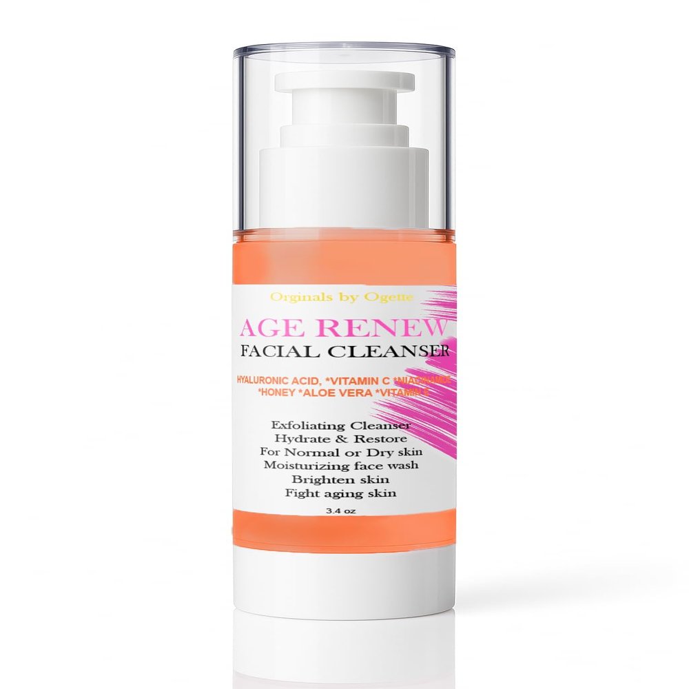 Age renew Facial Cleanser with Vitamin C and Aloe Vera, Exfoliating Gel for Normal to Dry Skin, 3.4 oz