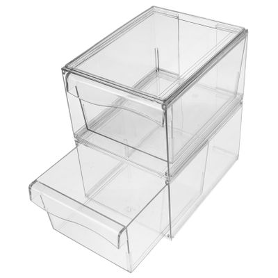 Alipis 2pcs Acrylic Makeup Organizer Drawer Design Stackable Cosmetic Storage Box for Bathroom and Vanity Capacity Makeup Storage