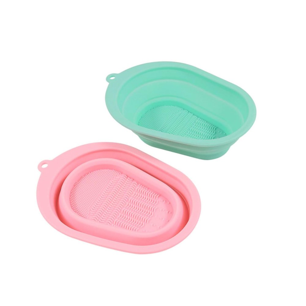 FOMIYES 2pcs Silicone Makeup Brush Cleaning Mat Flexible Easy Use Scrubber for Makeup Tools Compact Design Reusable Beauty Tool Cleaner Green Pink