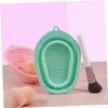 FOMIYES 2pcs Silicone Makeup Brush Cleaning Mat Flexible Easy Use Scrubber for Makeup Tools Compact Design Reusable Beauty Tool Cleaner Green Pink view 4