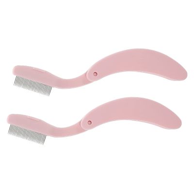 BIUDECO Metal Eyebrow Comb Lash Extension Brush Folding Makeup Tool Compact for Travel Beauty Essential
