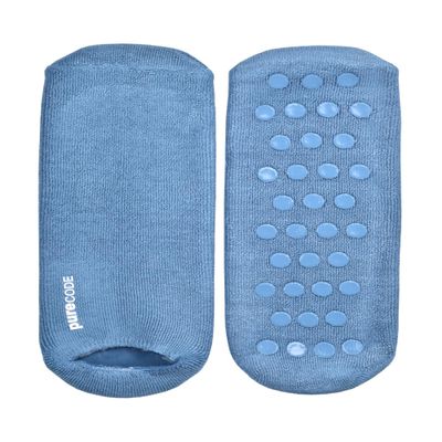 PURECODE Moisturizing Gel Socks for Advanced Moisturizing | Dry Feet, Cracked Heels, Rough Feet, Cracked Skin | 13+ Men (Denim)