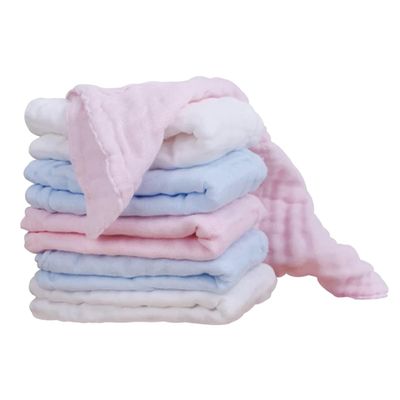 BESTonZON 6pcs Facecloth Pure Cotton Gauze Towels Soft Absorbent Handkerchiefs for Newborns for Feeding Pink