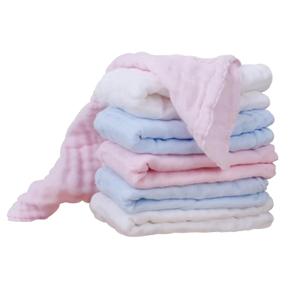 Abaodam 6pcs Cotton Nursing Towels Soft Feeding Cloths for Boy Girl Multi-Functional Face and Hand Towels White Quick Absorbency for Everyday Use