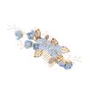Baluue Cloth Flower Hair Comb Rhinestones and Pearls Elegant Bridal Headpiece for Weddings and Special Events Lightweight Side Comb Hair Accessory Blue view 1