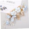 Baluue Cloth Flower Hair Comb Rhinestones and Pearls Elegant Bridal Headpiece for Weddings and Special Events Lightweight Side Comb Hair Accessory Blue view 2
