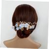 Baluue Cloth Flower Hair Comb Rhinestones and Pearls Elegant Bridal Headpiece for Weddings and Special Events Lightweight Side Comb Hair Accessory Blue view 4