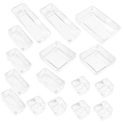 Alipis 16pcs Organizers for Storage Multi-functional Plastic Storage Boxes for Makeup Bathroom Essentials and Desk Accessories