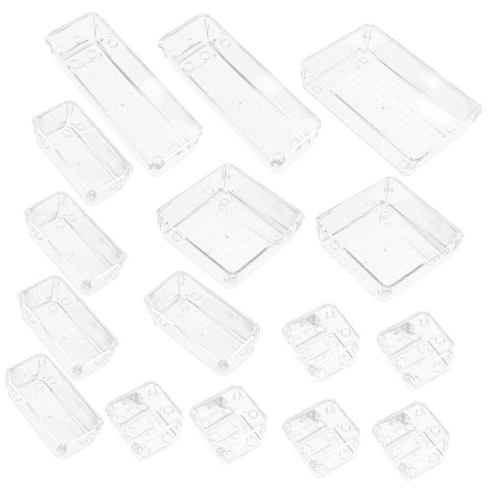 Alipis 16pcs Organizers for Storage Multi-functional Plastic Storage Boxes for Makeup Bathroom Essentials and Desk Accessories