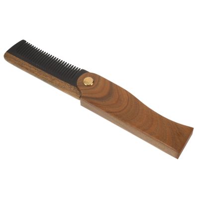 FRCOLOR Small Portable Wooden Comb for Men Hair Mustache Beard Folding Mustaches