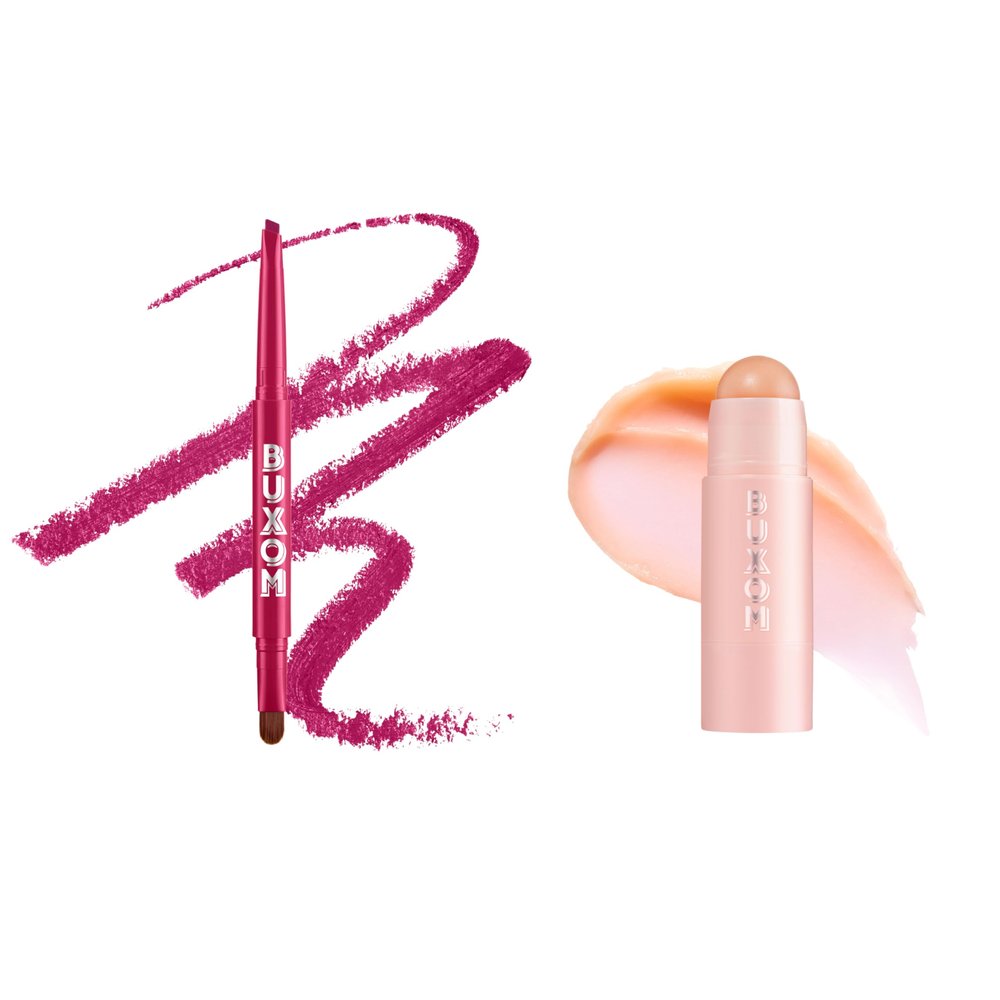 Buxom Power Line Plumping Lip Liner in Recharged Ruby + Power-Full Plumping Lip Balm in Big O