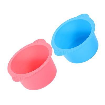 SKISUNO 2pcs Silicone Wax Warmer Liner Bowls Foldable Non-stick Wax Applicator Bowls Capacity for Hair Removal and Therapies Durable Heat Resistant Pink and Blue