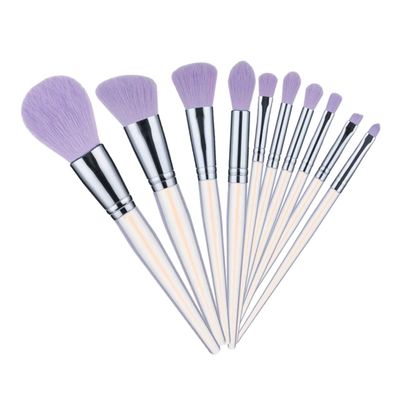 Gogogmee 10-Piece Acrylic Crystal Handle Makeup Brush Set for Face Beauty Tools Purple for Home Makeup Application and Travel Includes Powder and Eyeshadow Brushes