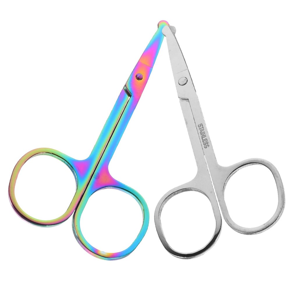 Didiseaon 2pcs Round Tip Nose Hair Scissors for Men Beard and Eyebrow Trimming Tools Durable Grooming Shears for Home Use for Personal Care